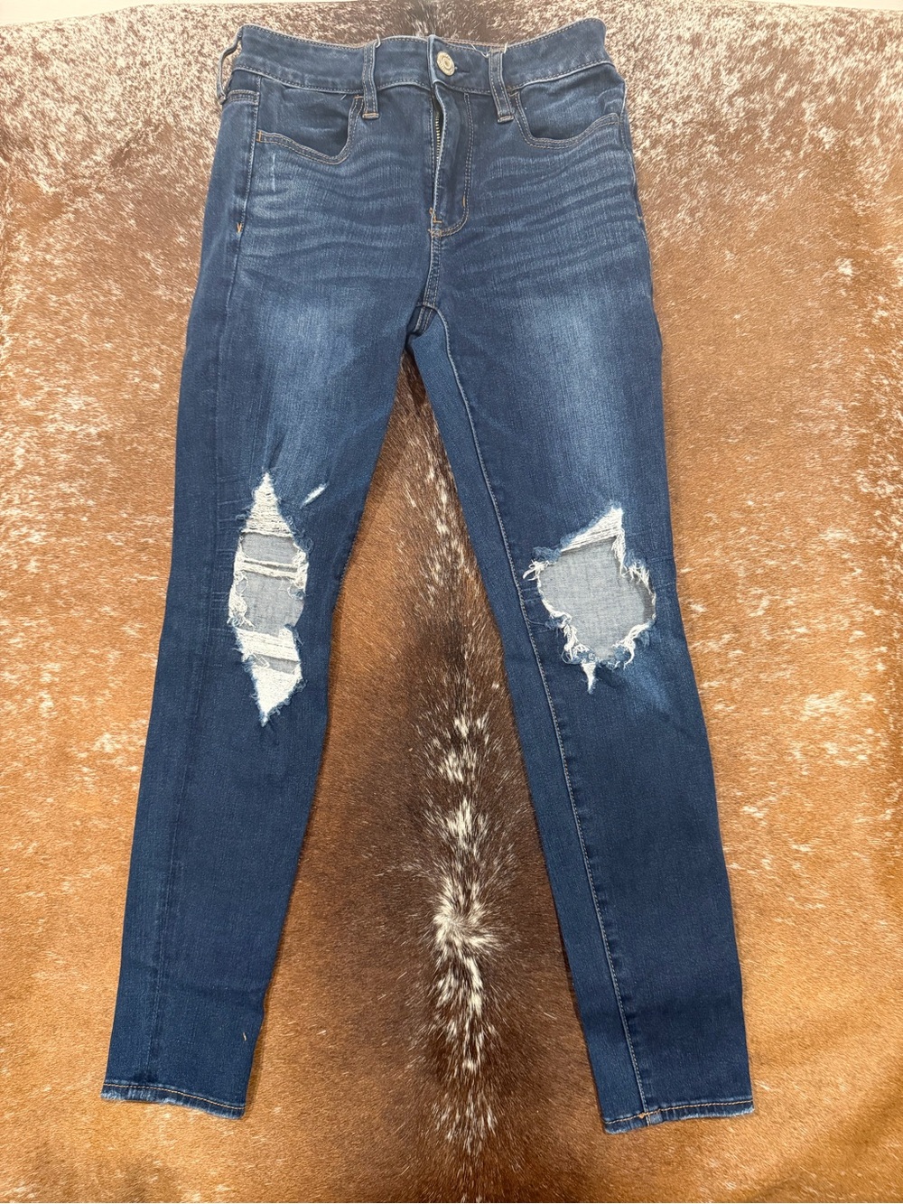 American Eagle Ne(x)t Level Stretch Ripped Skinny Jeans Size 2 Short